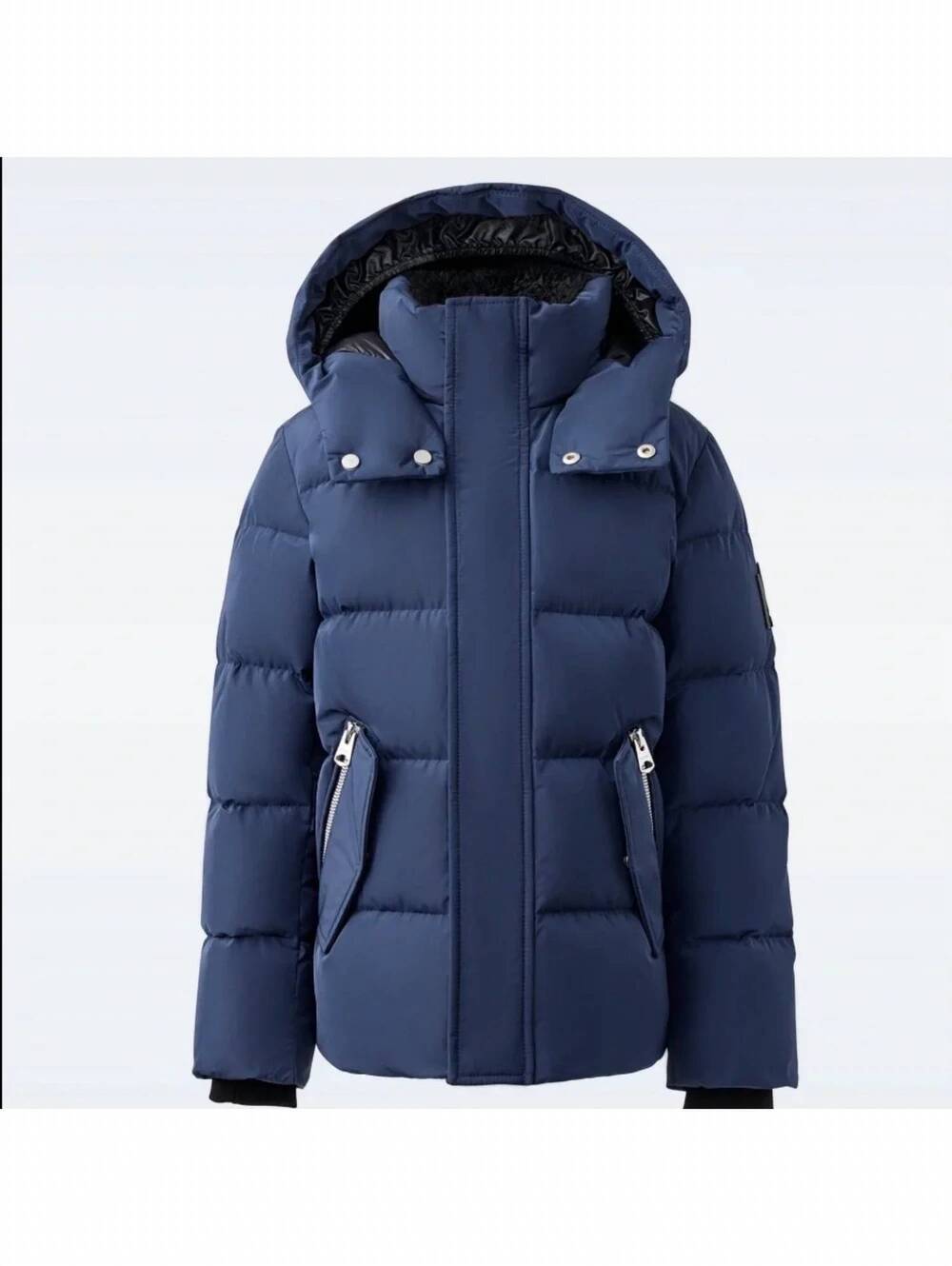 NEW MACKAGE boy's hudson nano down jacket with removable hood in navy